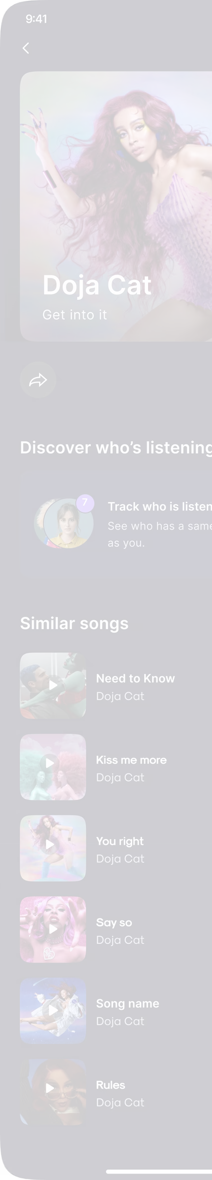 Artist page, mobile