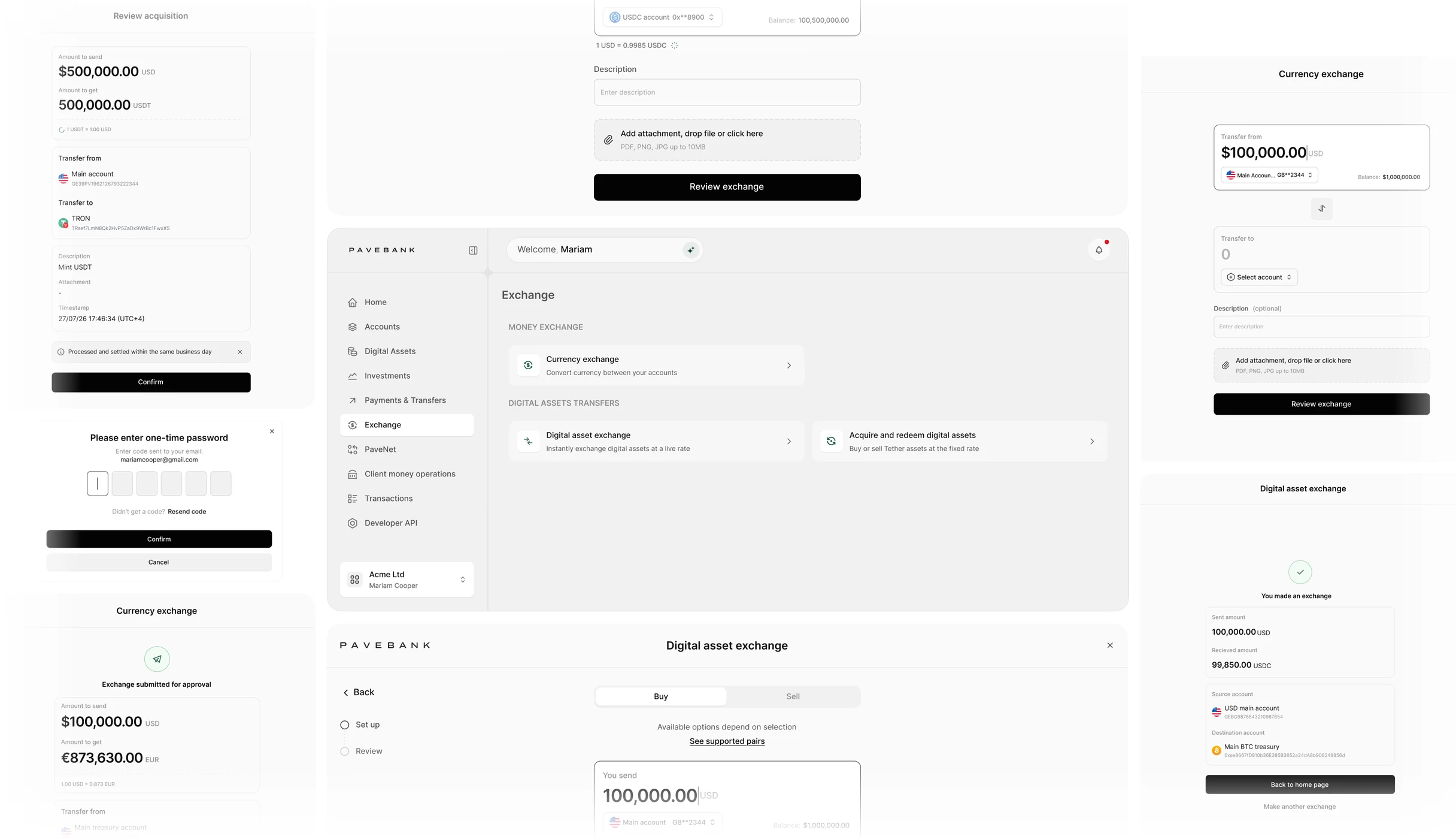 Exchange mockup