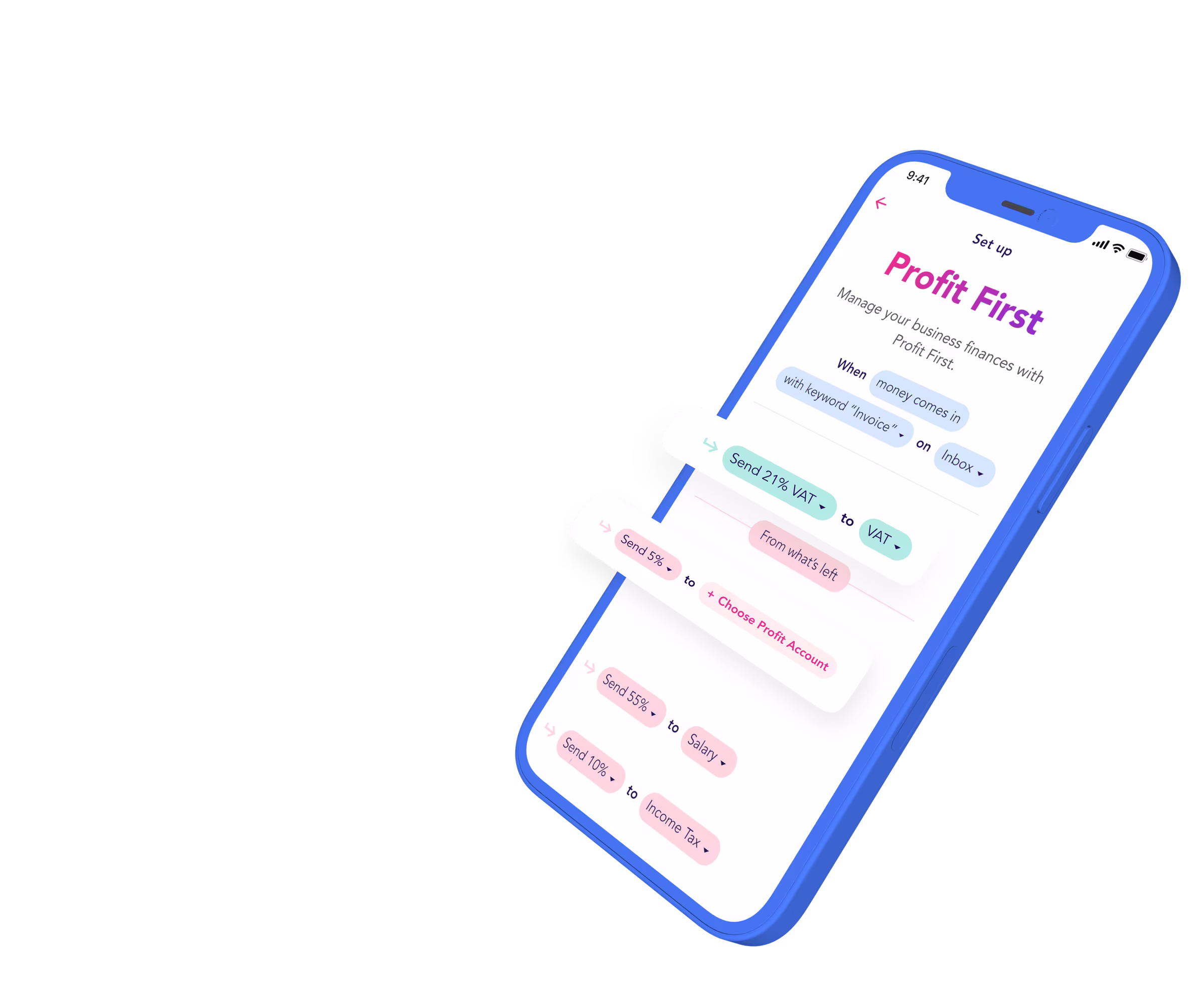 Profit First set-up screen