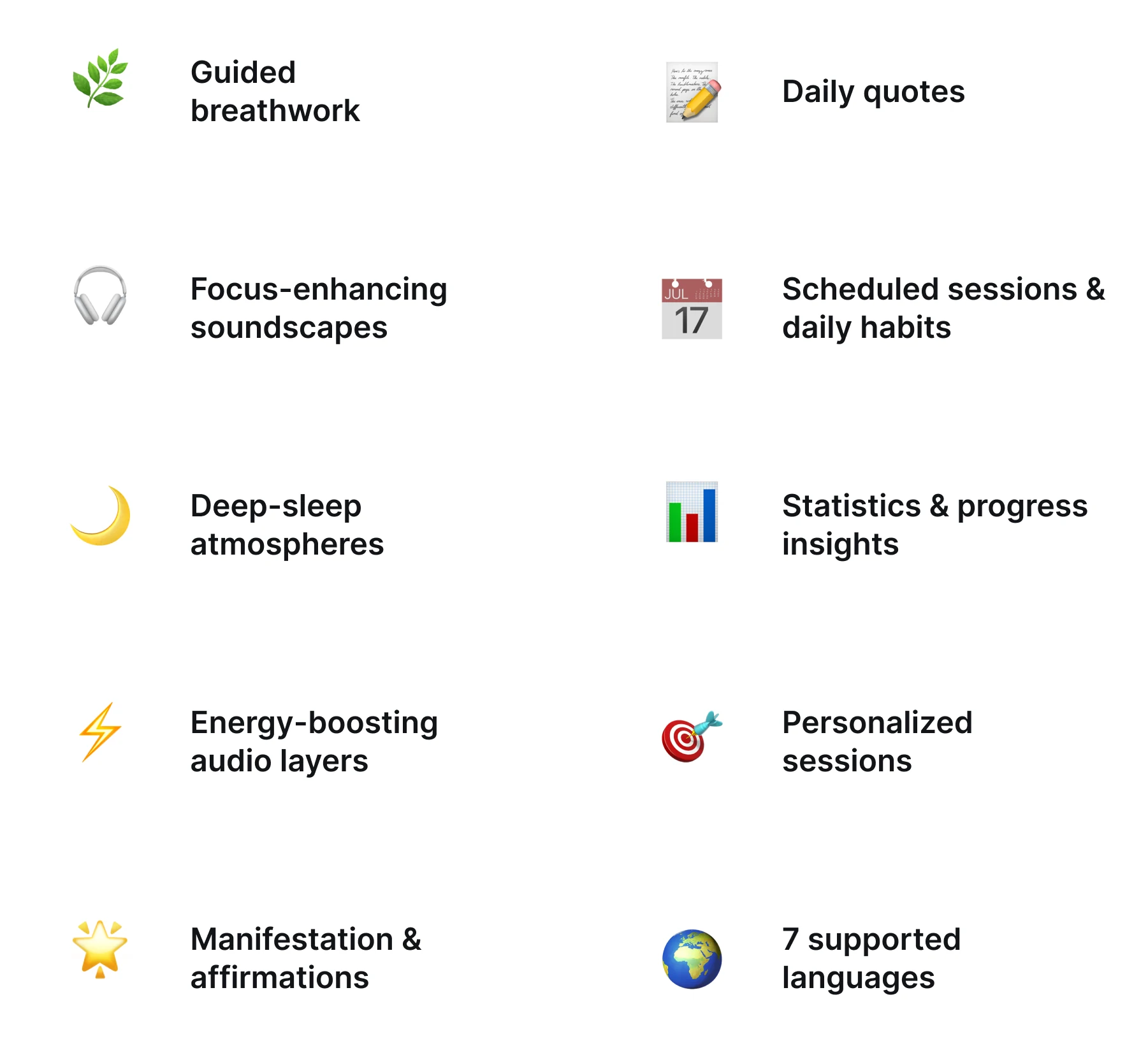Feature list