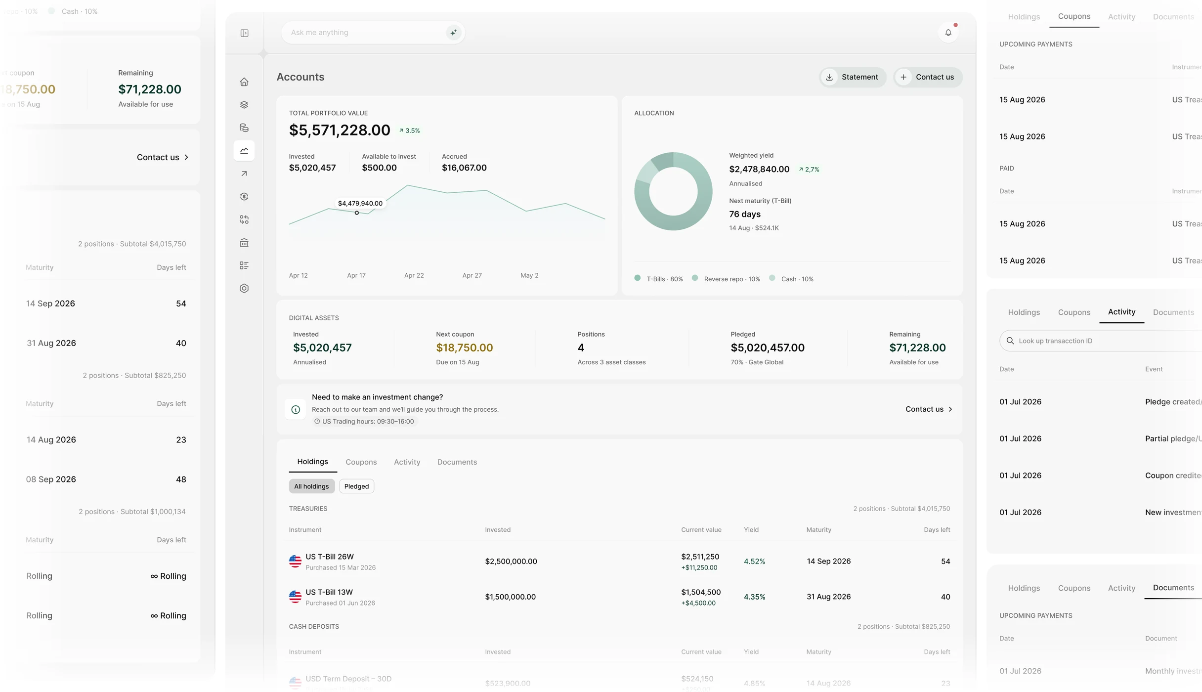 Investments mockup